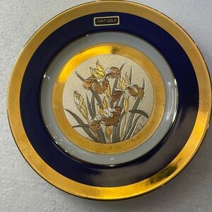 Vintage The art of Chokin edged plate gold 24kt gilded gold and silver Japan